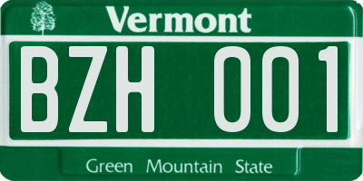 VT license plate BZH001