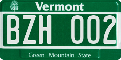 VT license plate BZH002