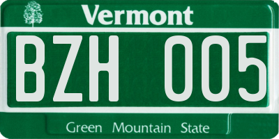 VT license plate BZH005