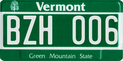 VT license plate BZH006