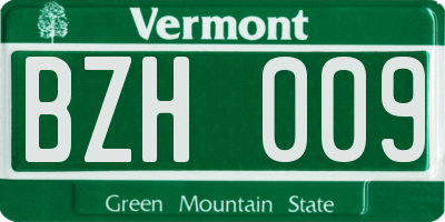 VT license plate BZH009