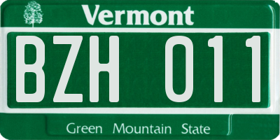 VT license plate BZH011