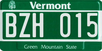 VT license plate BZH015