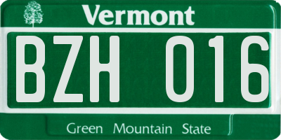 VT license plate BZH016