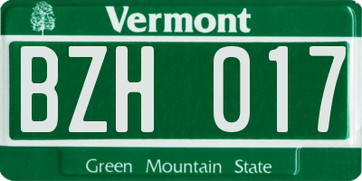 VT license plate BZH017