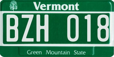 VT license plate BZH018
