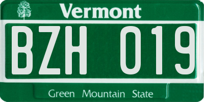 VT license plate BZH019
