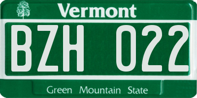 VT license plate BZH022