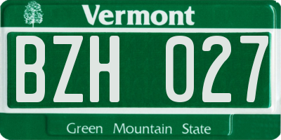 VT license plate BZH027