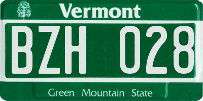 VT license plate BZH028