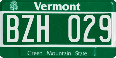 VT license plate BZH029