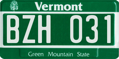 VT license plate BZH031