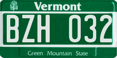 VT license plate BZH032