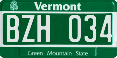 VT license plate BZH034