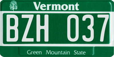 VT license plate BZH037