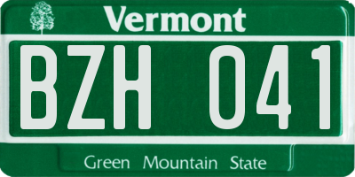 VT license plate BZH041