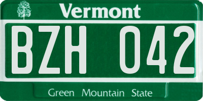 VT license plate BZH042