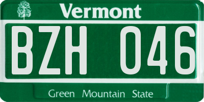 VT license plate BZH046