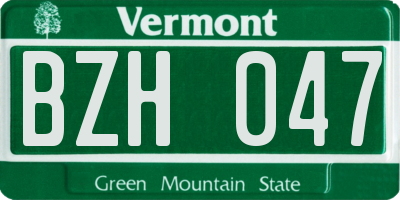 VT license plate BZH047