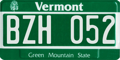 VT license plate BZH052