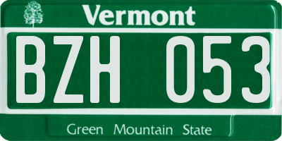 VT license plate BZH053