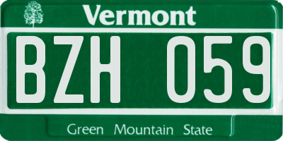 VT license plate BZH059
