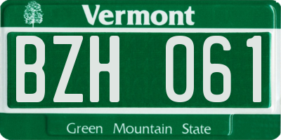 VT license plate BZH061