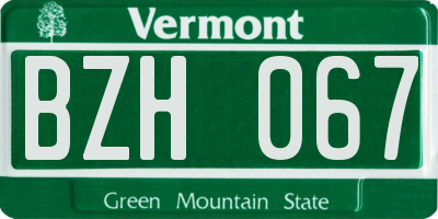 VT license plate BZH067