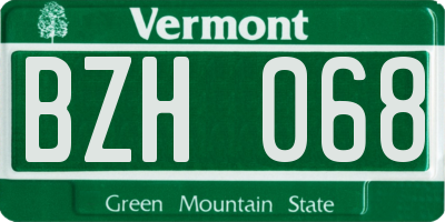 VT license plate BZH068