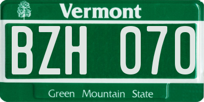 VT license plate BZH070