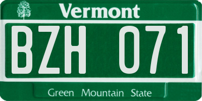 VT license plate BZH071