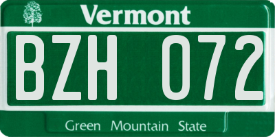 VT license plate BZH072