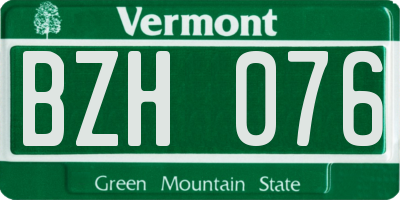 VT license plate BZH076