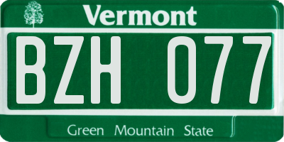 VT license plate BZH077