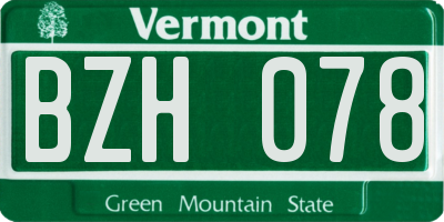 VT license plate BZH078
