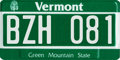 VT license plate BZH081