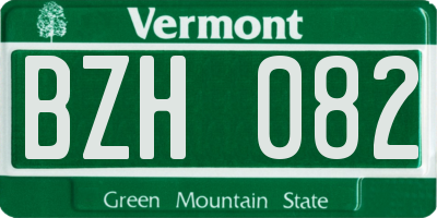VT license plate BZH082