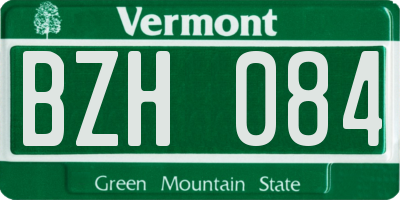 VT license plate BZH084