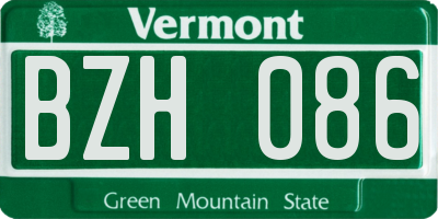 VT license plate BZH086