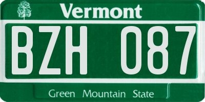 VT license plate BZH087