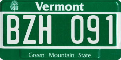 VT license plate BZH091