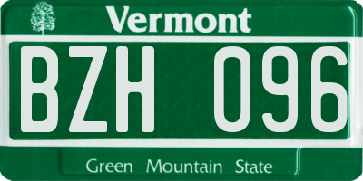 VT license plate BZH096