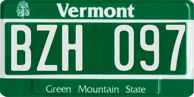 VT license plate BZH097