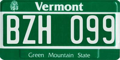 VT license plate BZH099