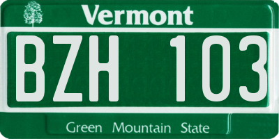 VT license plate BZH103