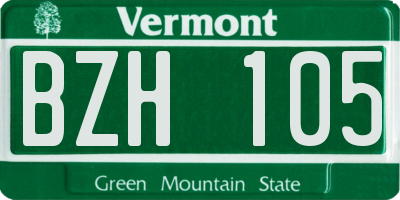 VT license plate BZH105