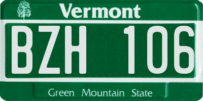 VT license plate BZH106