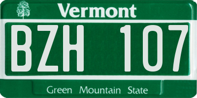 VT license plate BZH107