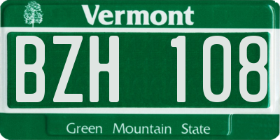 VT license plate BZH108