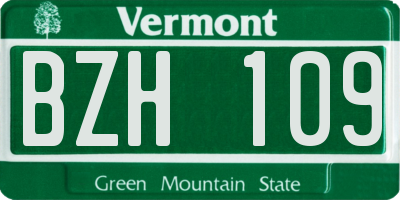 VT license plate BZH109